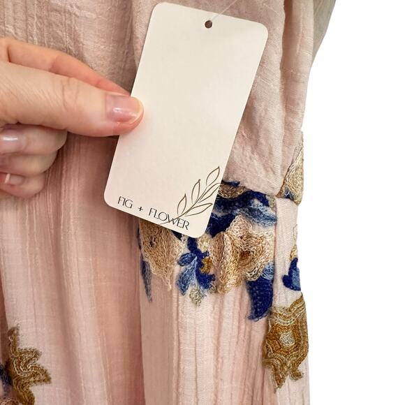 NWT Fig + Flower Floral Embroidered Tiered Midi Dress Sz XL - Picture 4 of 7